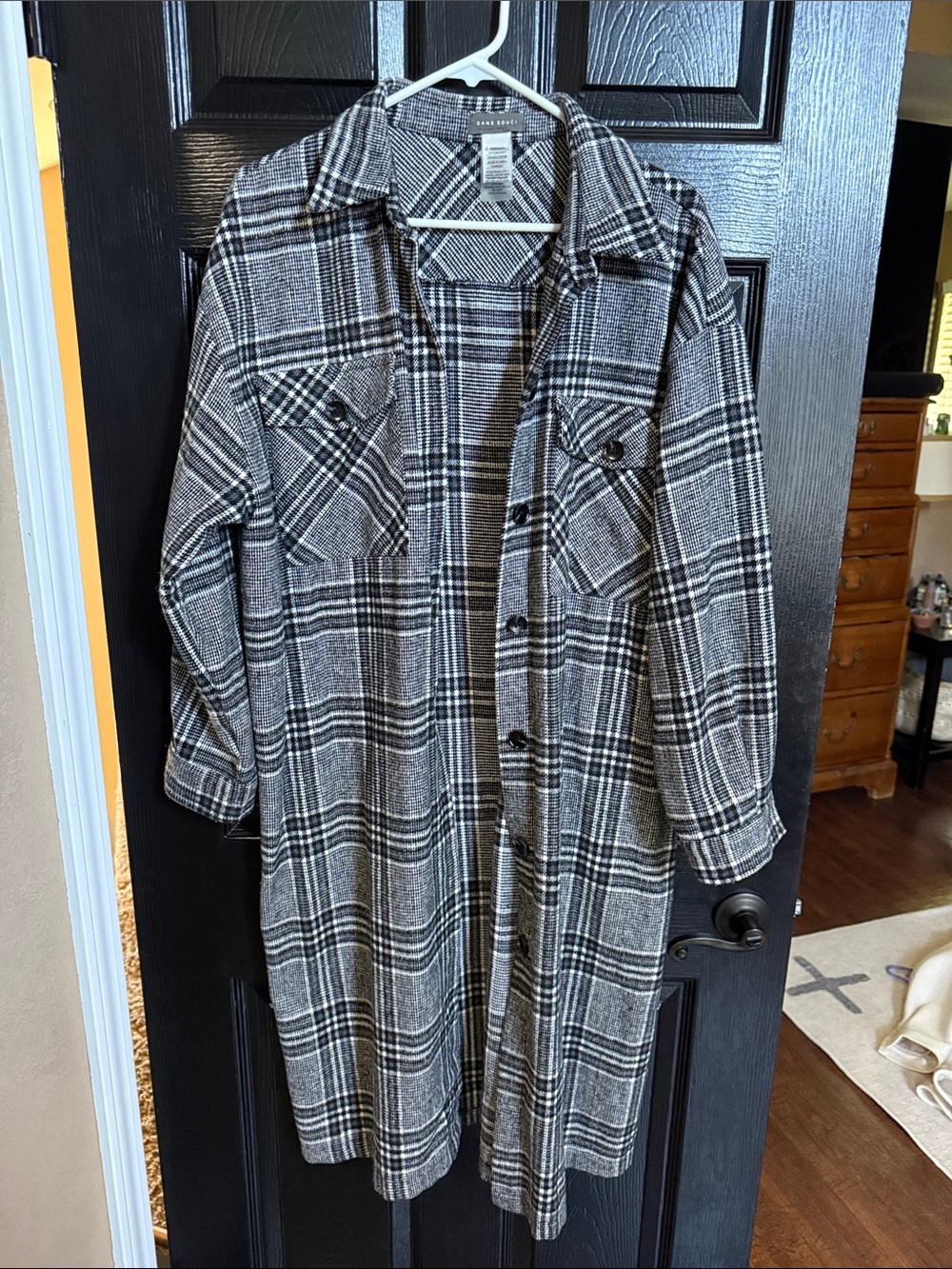 Sans Souci Black & White Plaid Shacket